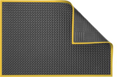 ESD Anti-Fatigue Floor Mat with 2,5 cm Yellow Bevel | EFB Complete Bubble ESD | Fire-Retardant | Grey | 60 x 120 cm | Grounding Cord + Snap (15')